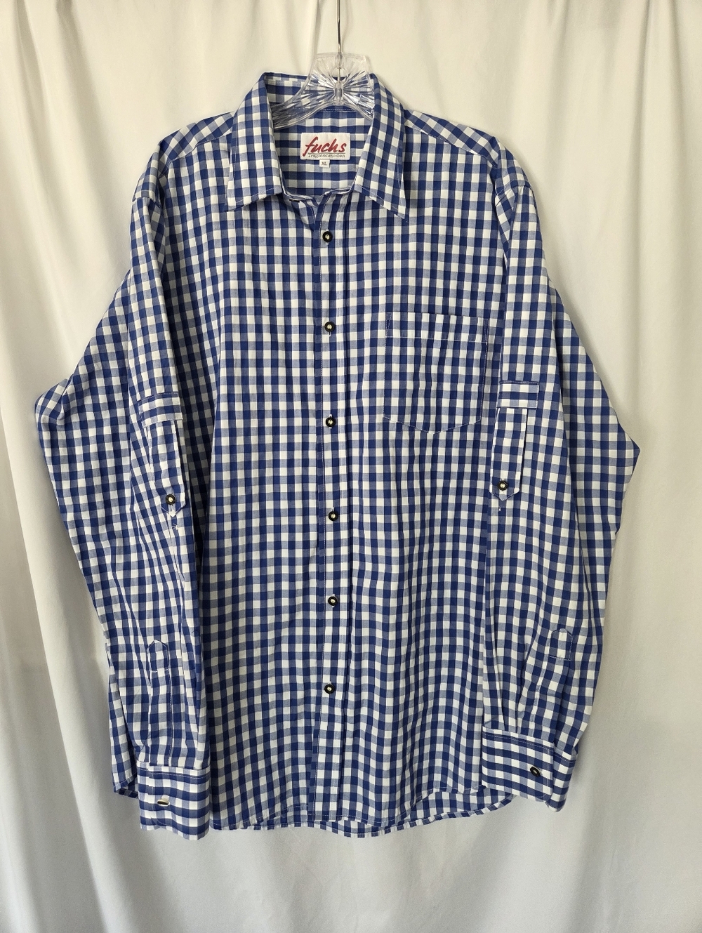 Fuchs Blue/white Gingham Button-Down Shirt Size XL